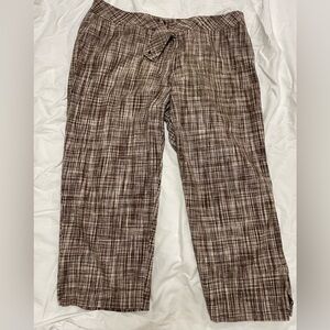 Talbots Women's Brown Plaid Cropped Pants